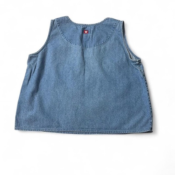 Vintage Christopher &‎ Banks Star Patched Sleeveless Denim Top - Picture 4 of 8